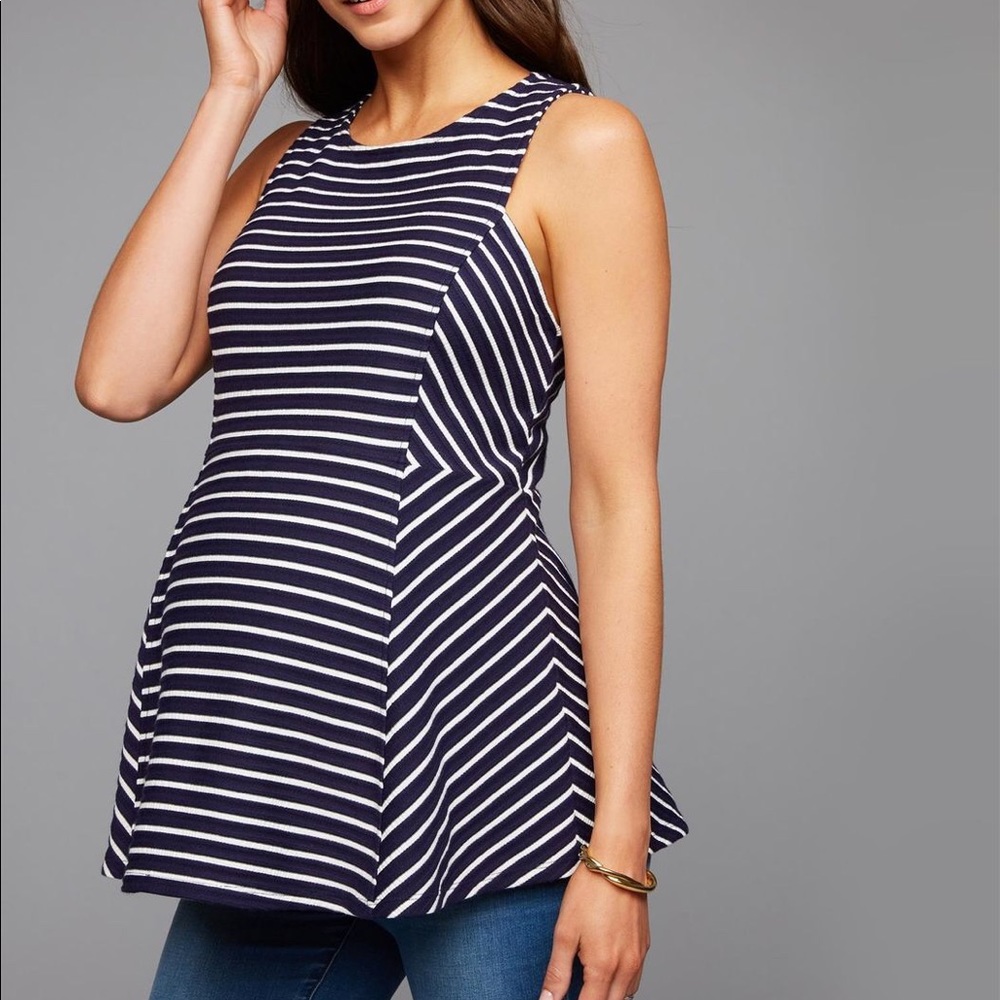 Striped maternity structured peplum top